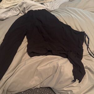 Free People Black one shoulder top with Tie Waist